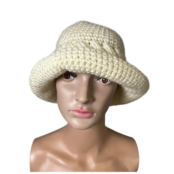 Vintage Tan Light Brown 1970's Betmar Soft and Fuzzy Knit Floppy Hat - Picture 1 of 5